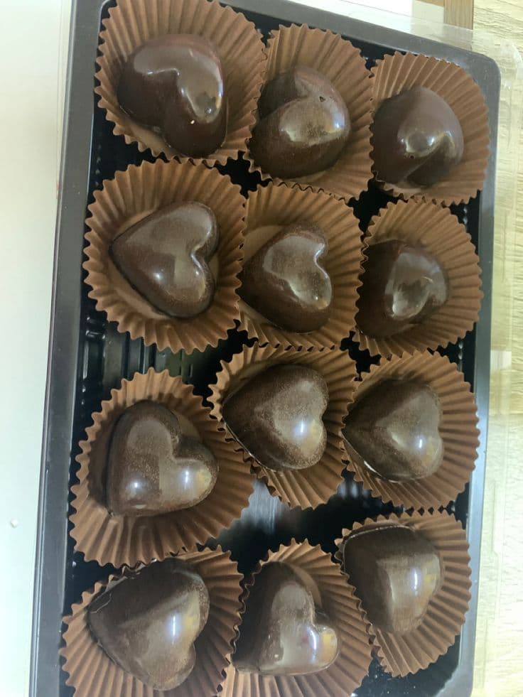 Heart chocolates in cupcake liners